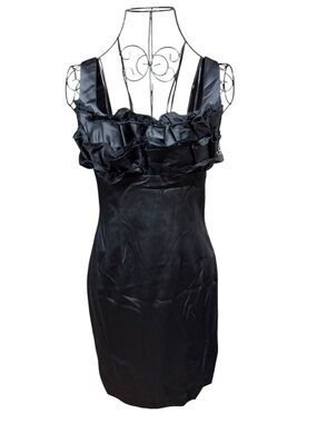 Hailey Logan Black Satin LBD Evening Dress